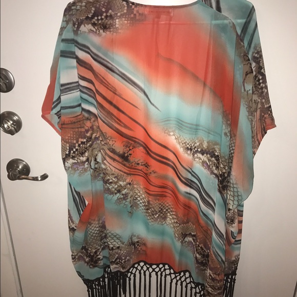 Long colorful cardigan/cover up! Only worn once! - Picture 2 of 2