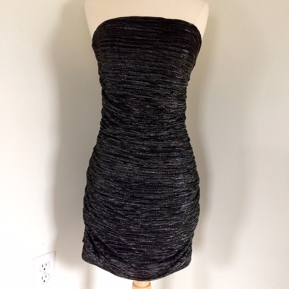 2000s Vintage Express Shiny Silver Dress