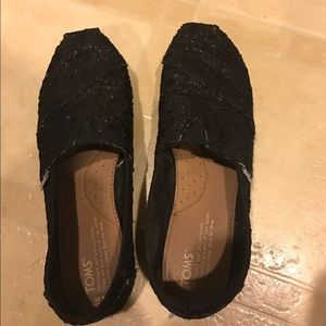 Toms black lace sparkle classic shoe