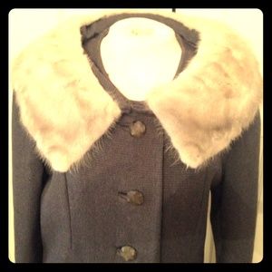 Vintage Coat with Fur Collar sz14