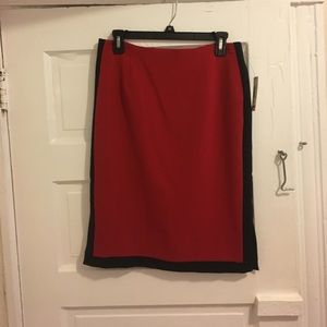 Worthington Red Pencil Skirt with Black Edging
