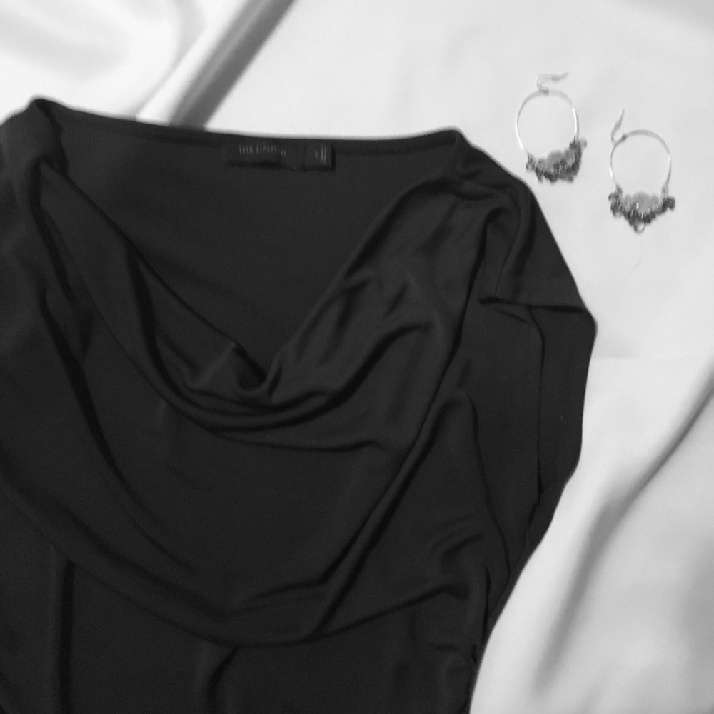 Dark Grey Draped Neck Top