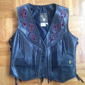 Vintage leather biker vest