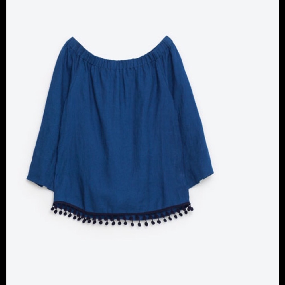 BOGO50%off ZARA LINEN TASSEL TOP