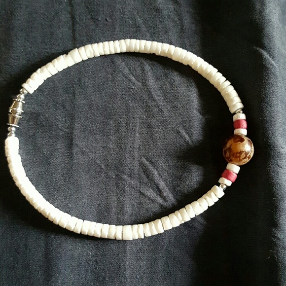 Hawaaian puka bead necklace and ankle bracelet set - Picture 2 of 5