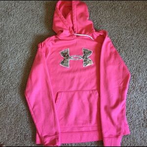Pink under armor hoodie with camouflage label