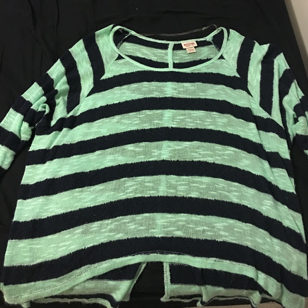 Navy and mint striped top