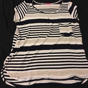 Navy and cream colored striped top