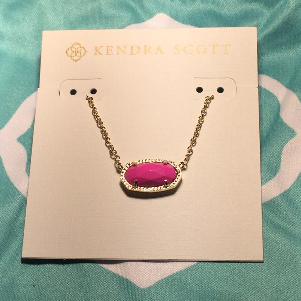 Magenta Magnesite Elisa gold color bar necklace