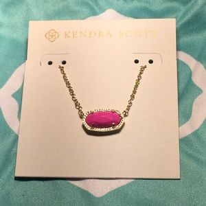 Magenta Magnesite Elisa gold color bar necklace