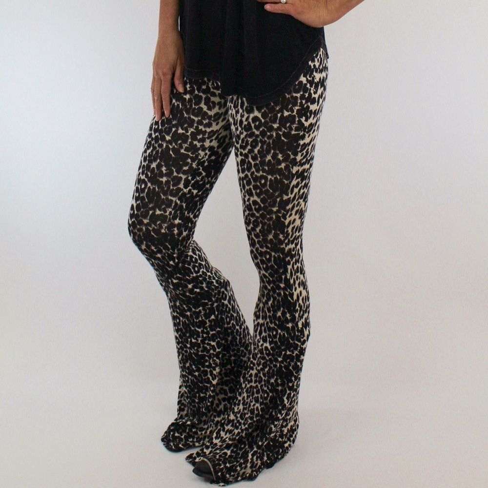Leopard Print Bell Bottom Pants