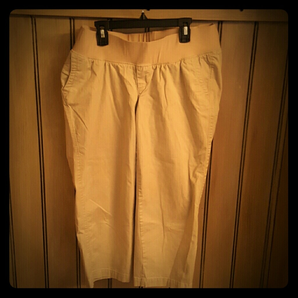 Khaki Capri Maternity Pants