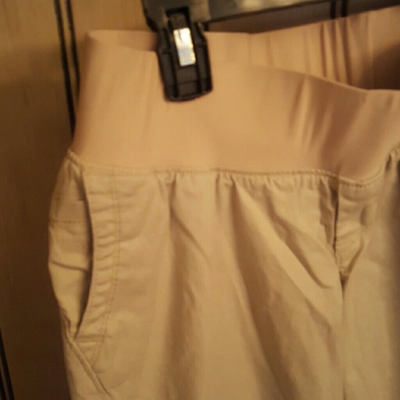 Khaki Capri Maternity Pants - Picture 2 of 4