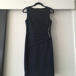 Ivanka Trump Sunburst Zipper Sheath Dress - Navy