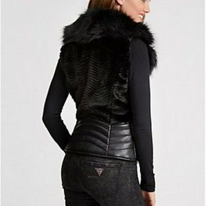 Guess faux fur pleather vest size L
