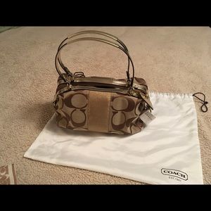NWT Coach Signature Stripe Zip Satchel