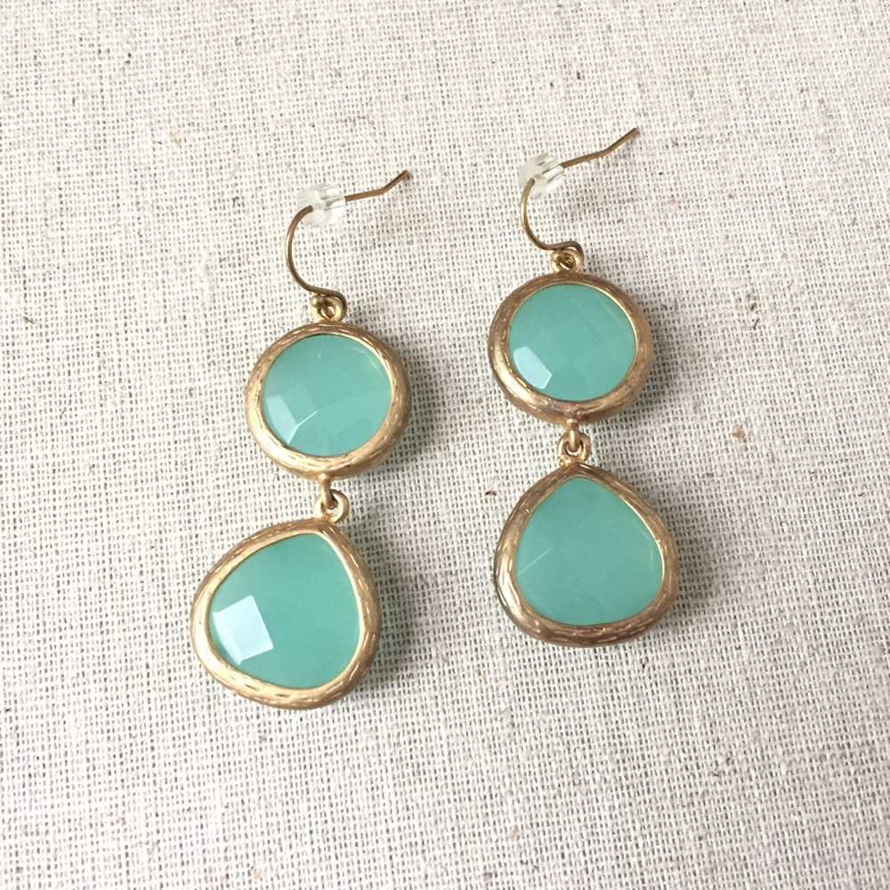 Anthropologie aqua glass drop earrings