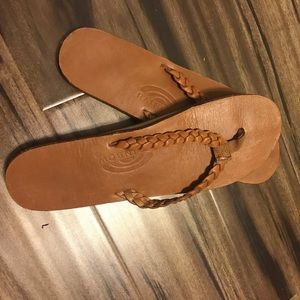 Rainbow braided leather sandals