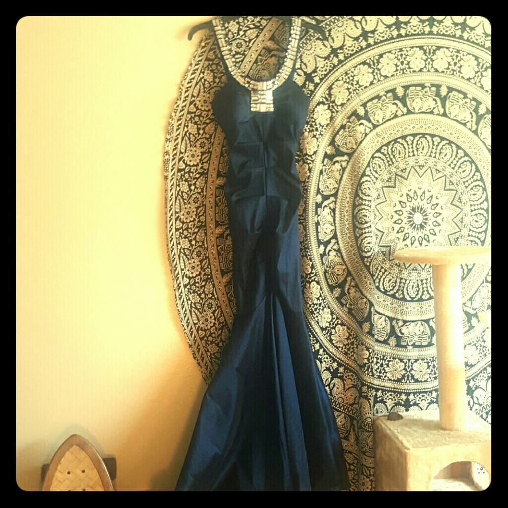 Blue Mermaid-Fit Formal Dress