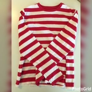 Red & White Striped Long Sleeve Shirt Size Small