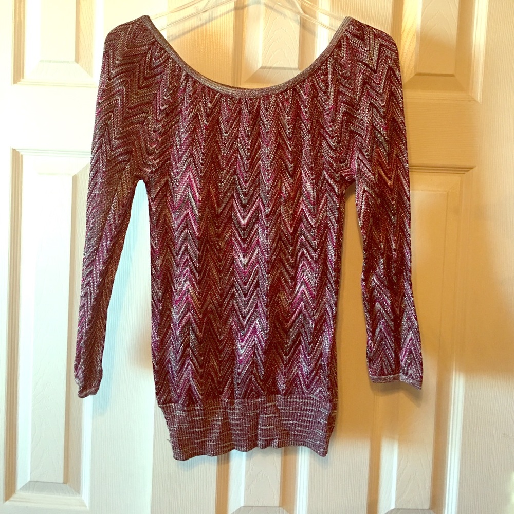 INC sweater fuchsia and silver