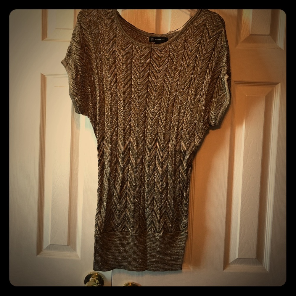 INC gold print tunic