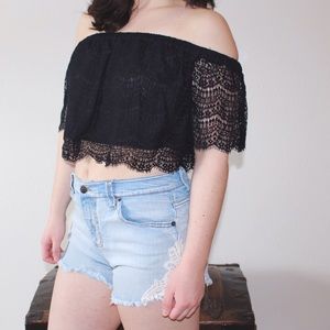 lace off the shoulder crop top