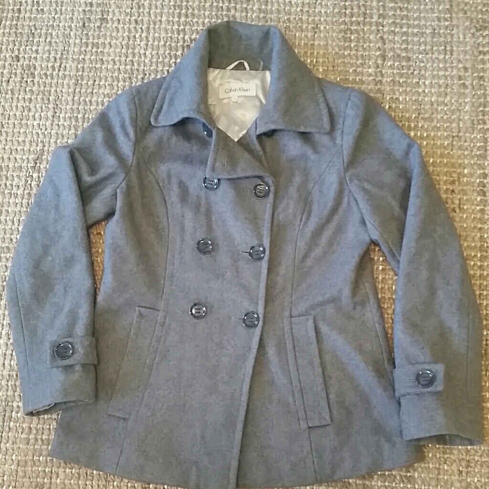 Calvin Klein Ladies Gray Pea Coat