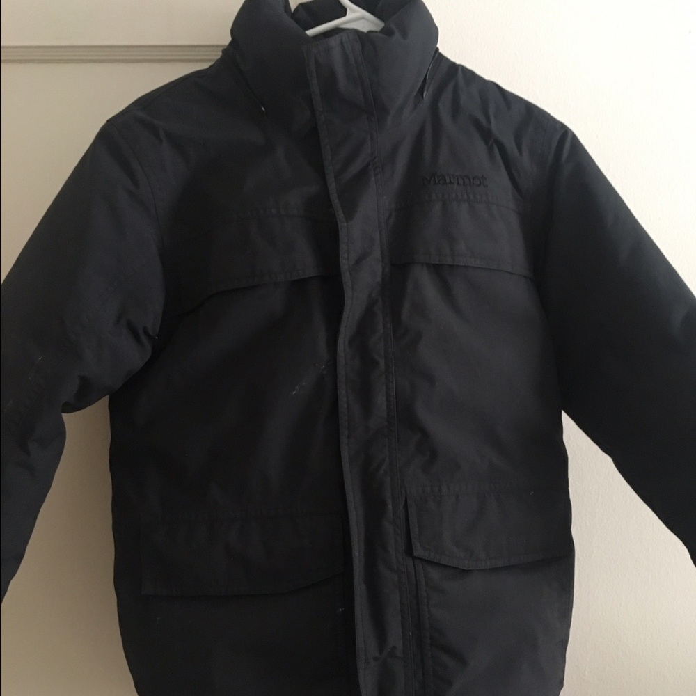 KIDS BLACK DOWN MARMOT COAT