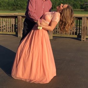 Peach Two Piece Prom Dress