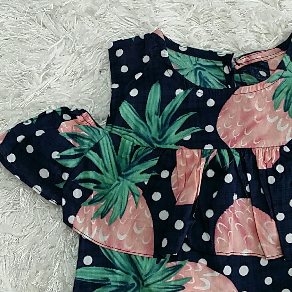 🎉HOST PICK🎉Blue Pineapple Cold Shoulder Shirt. - Picture 2 of 5