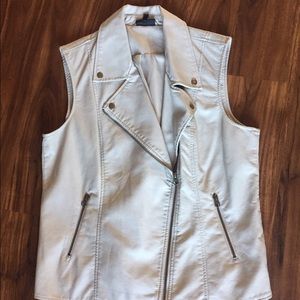 Cream faux leather Moto vest