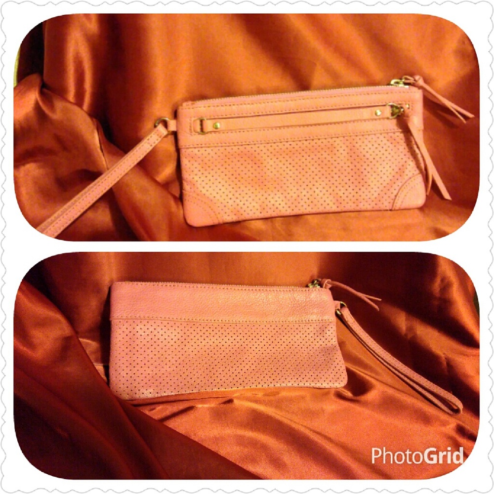 Pink Banana Republic cow leather wristlet