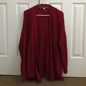 Red trendy knit cardigan