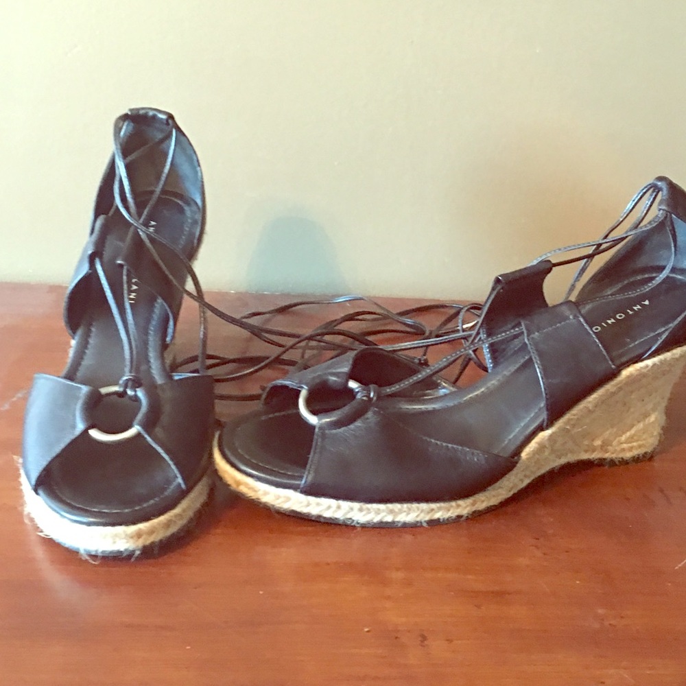 Antonio Melani wedge sandals that lace up leg