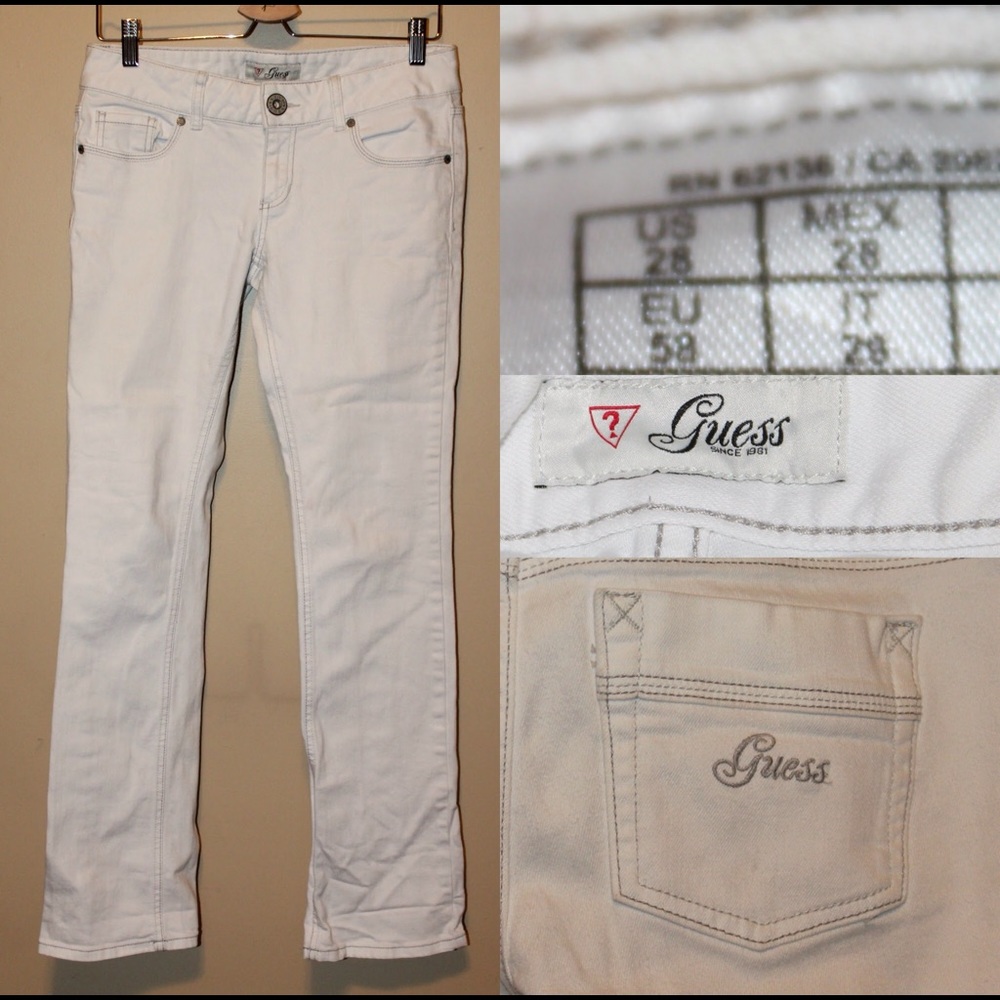 GUESS White denim straight leg jeans