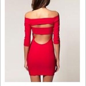 Off the shoulder cut out back bodycon dress