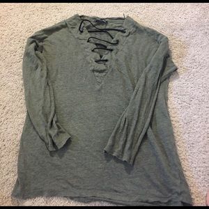 Green Zara lace up top