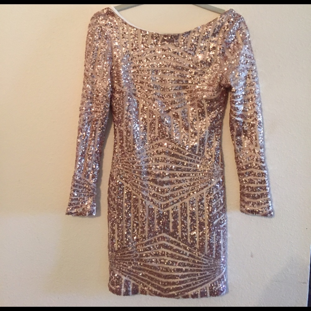 Pink sequin mini dress