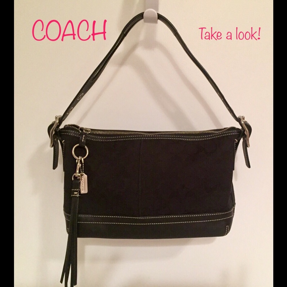 COACH Black Logo Shoulder Handbag Great Condition!