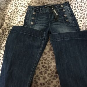 Bell flare mid rise denim