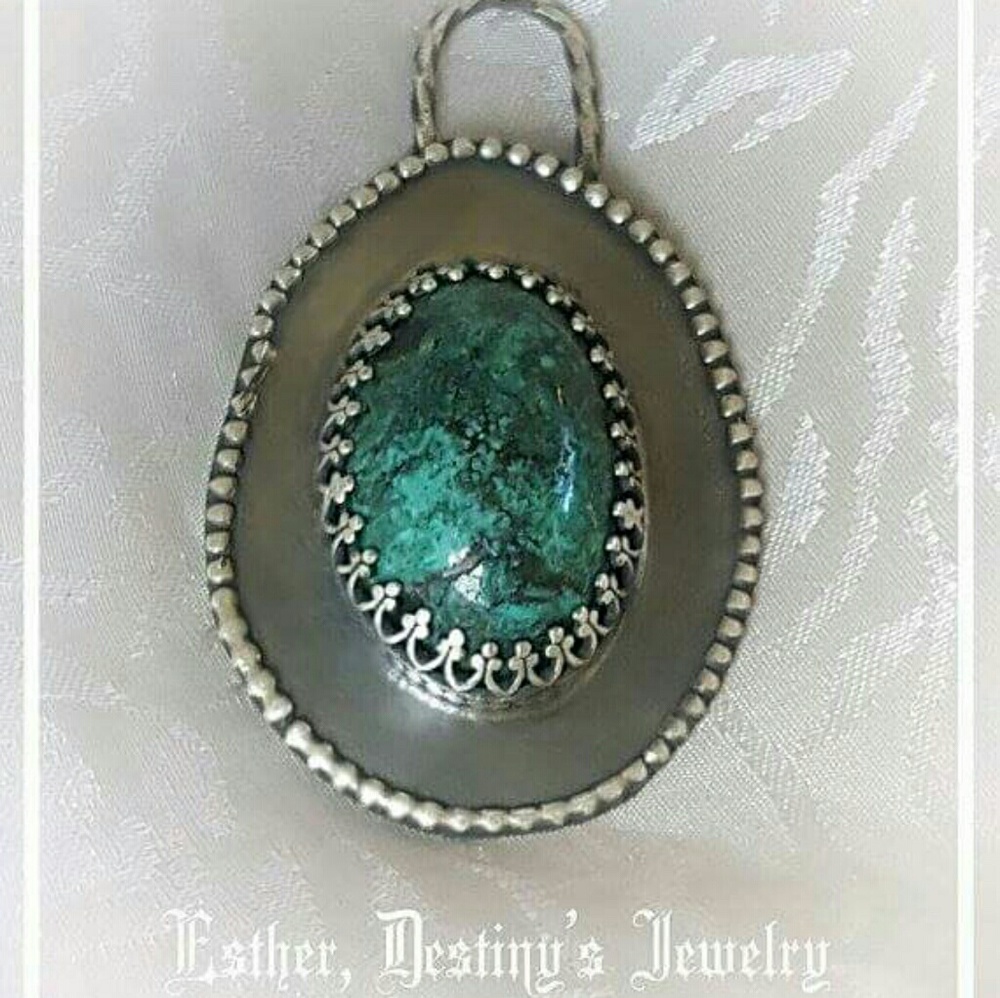 Turquoise 925 Silver Shadowbox Statement Pendant