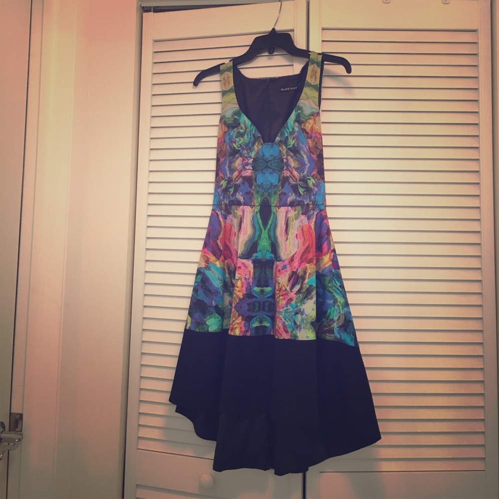 Multicolored Black Halo cocktail dress, used once.
