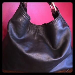 GUCCI BLACK LEATHER HORSEBIT BUCKLE HOBO BAG