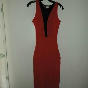 Red and Black Slit Front Dress