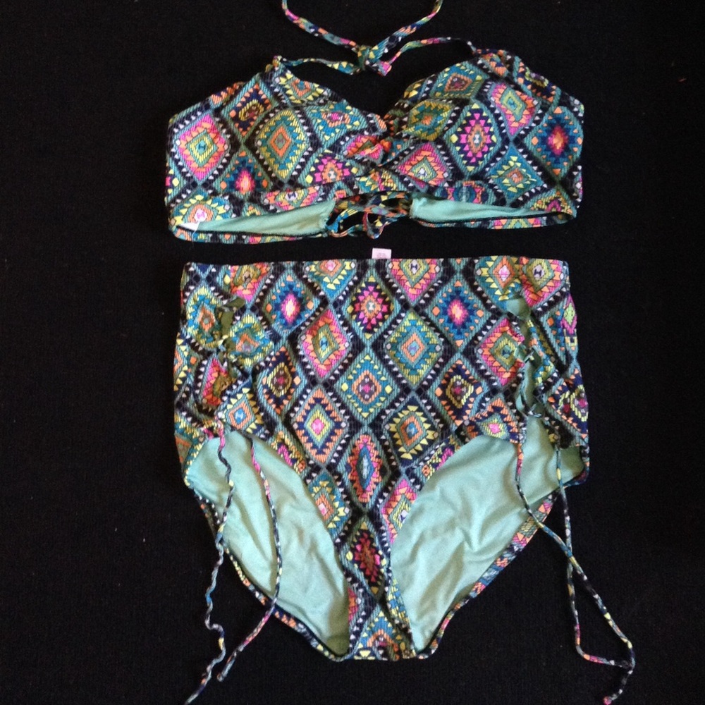 Forever 21 3x plus size swim bikini tribal print