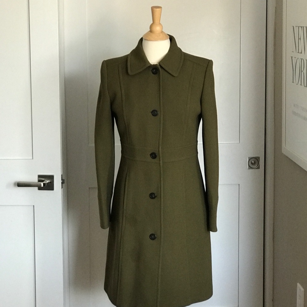 JCrew Olive Green Wool Coat