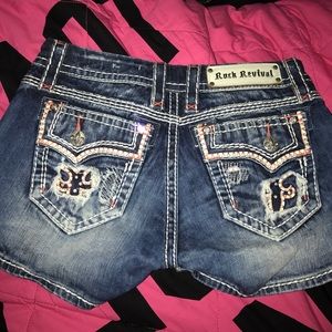 Rock revival jean shorts with rips