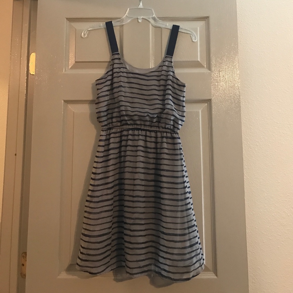 Gray and blue stripped dress