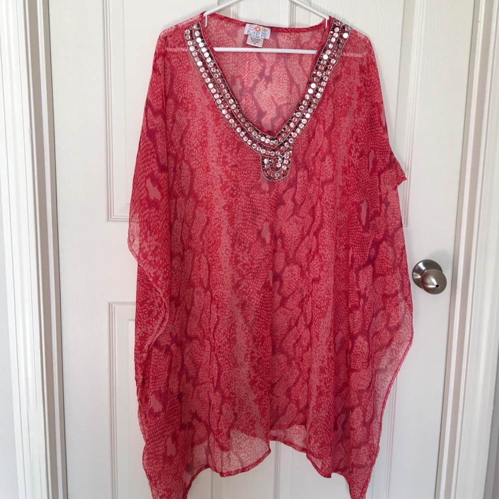 Sequined Printed Coverup - image 1